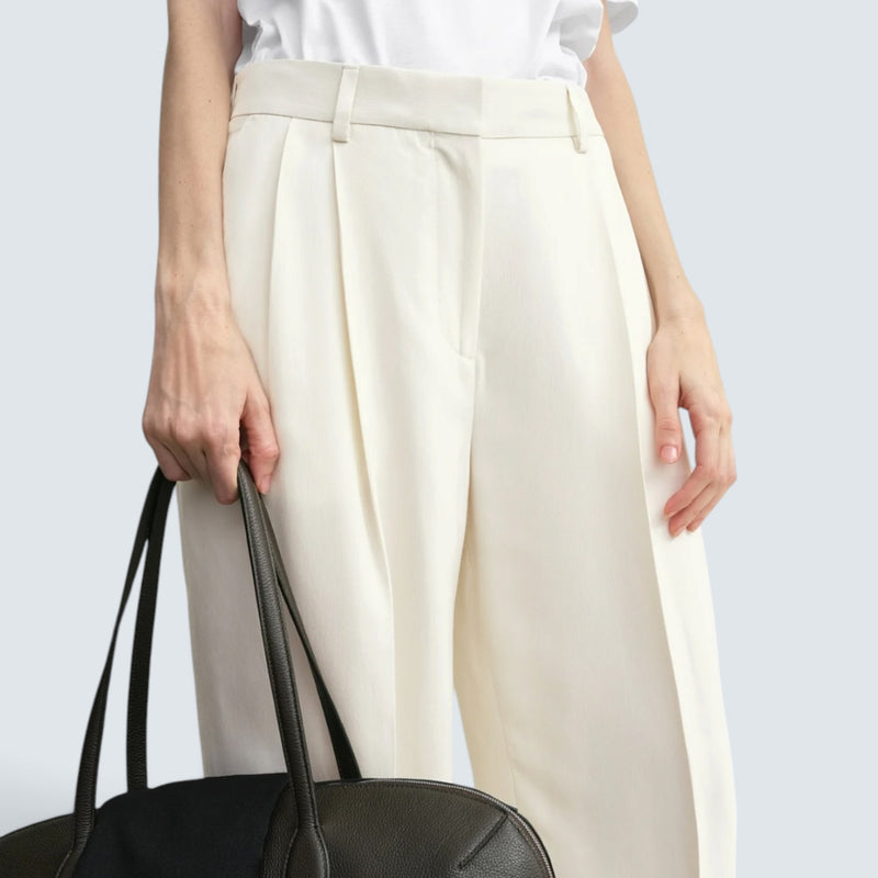 Double-pleat fluid trousers