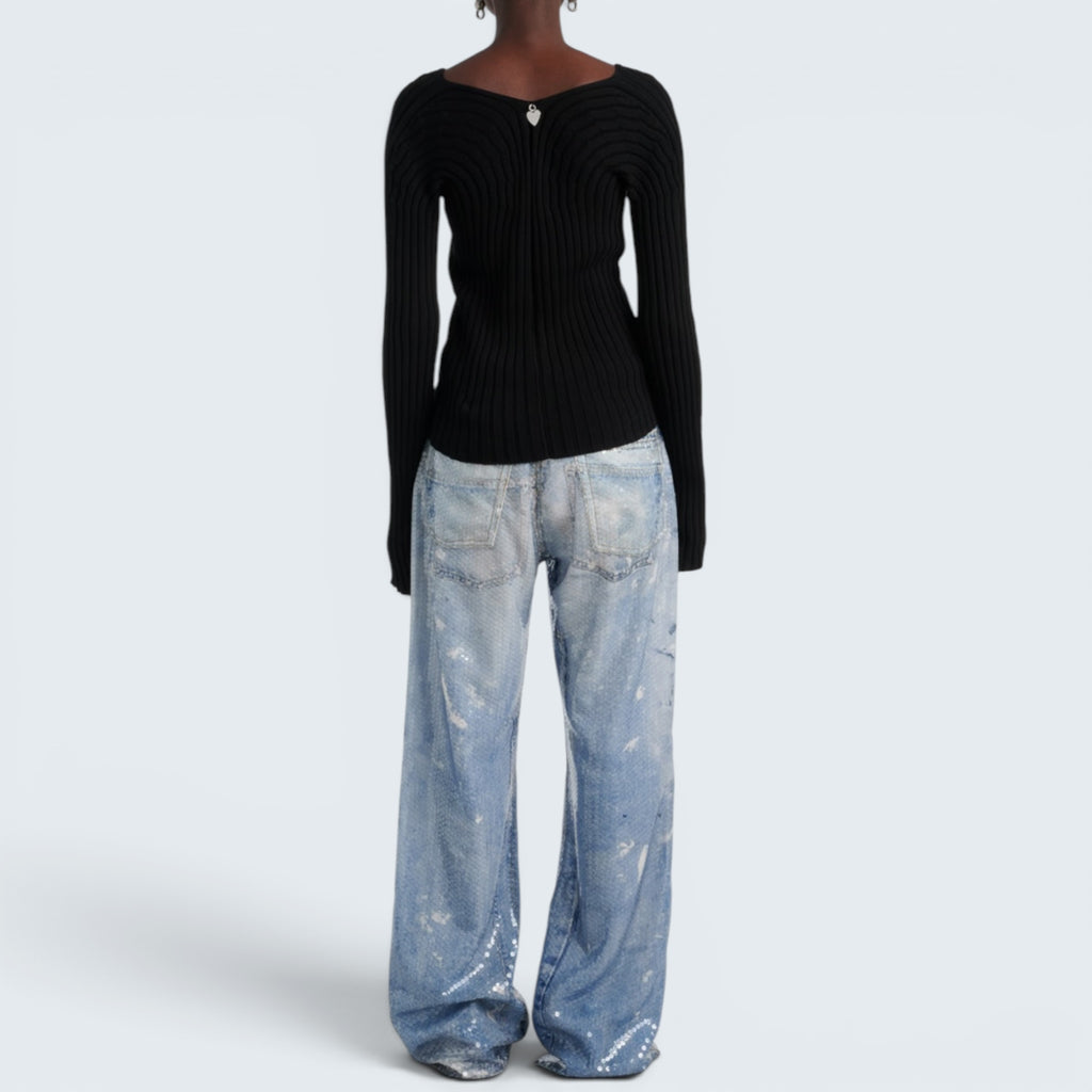 Strickjacke gerippt