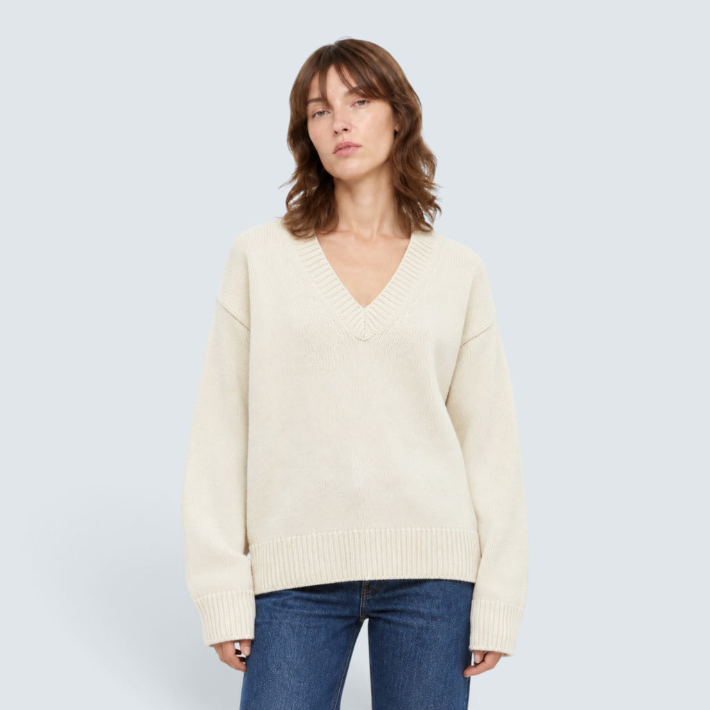 V-neck wool cashmere knit