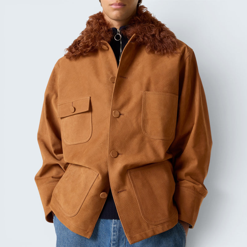 Lederjacke mit Fellkragen