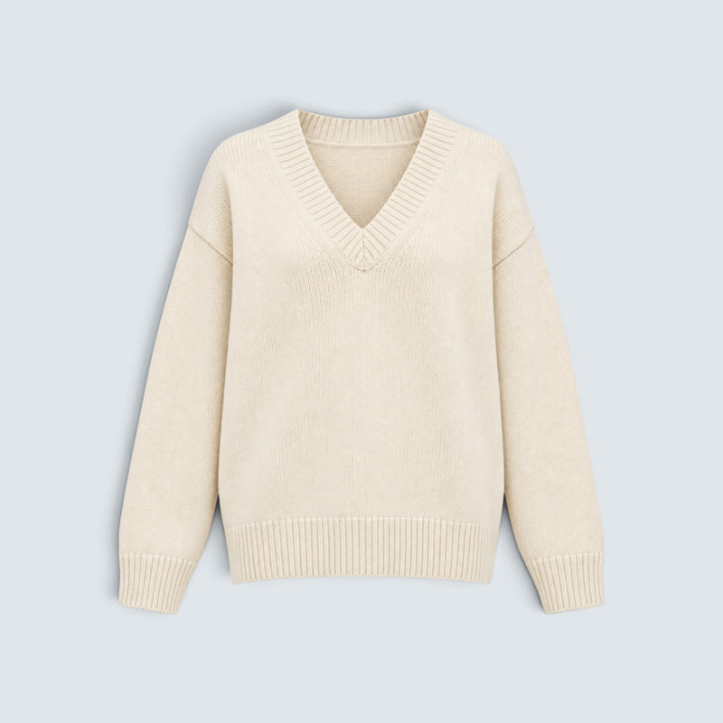 V-neck wool cashmere knit