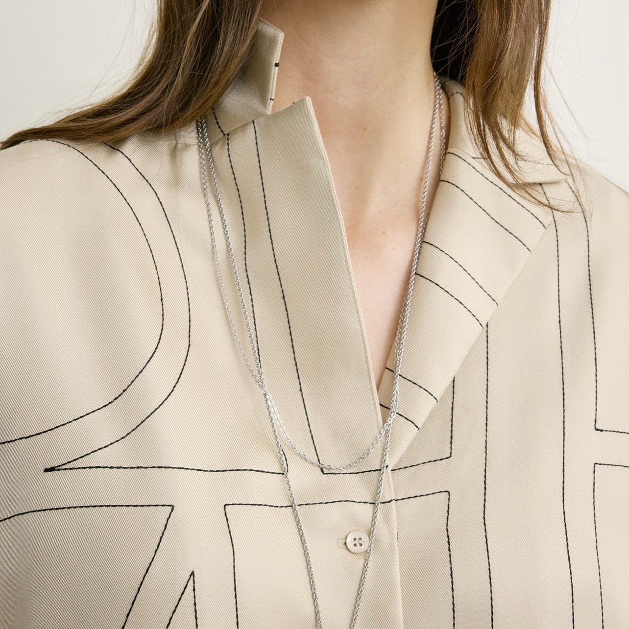Monogram silk pj top