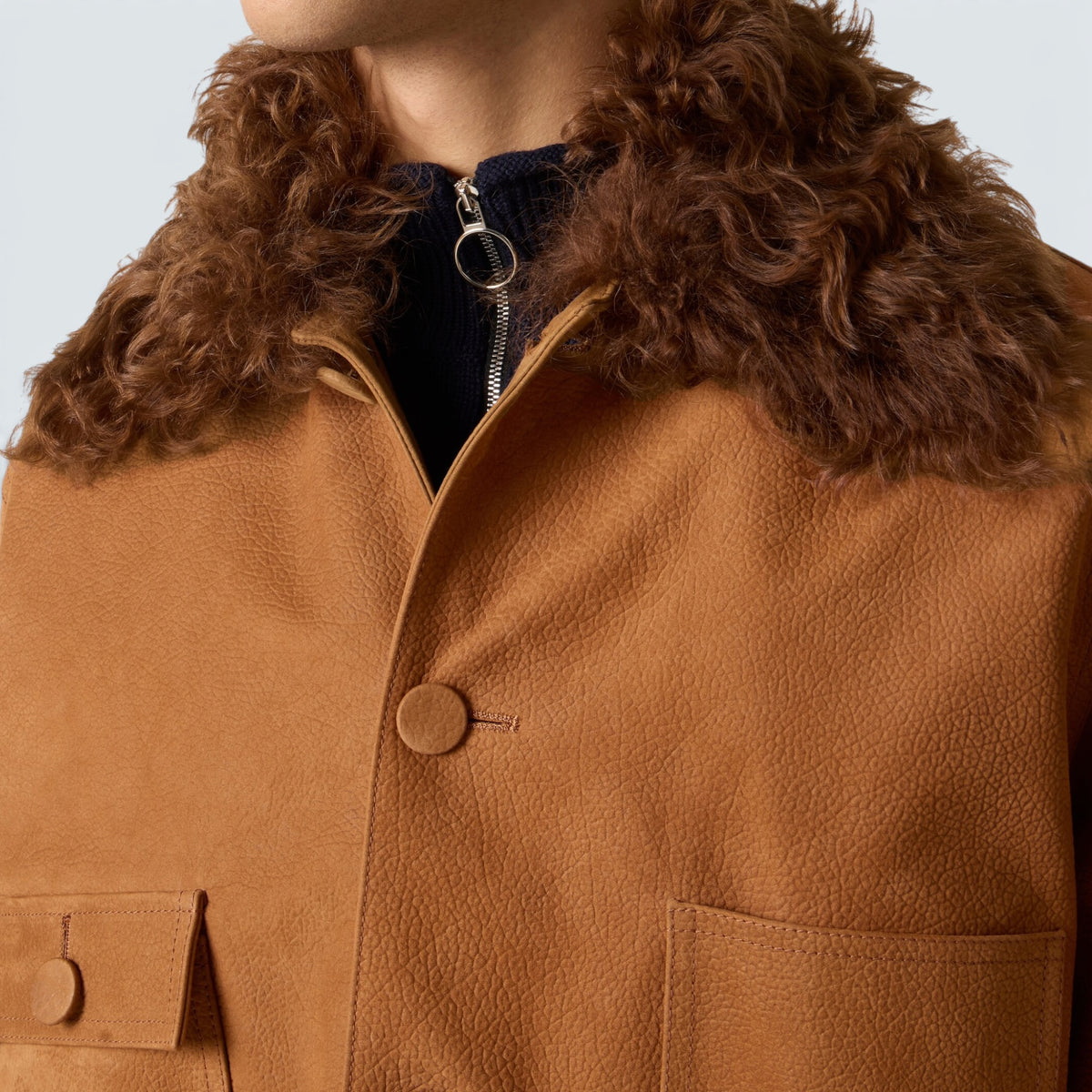 Lederjacke mit Fellkragen