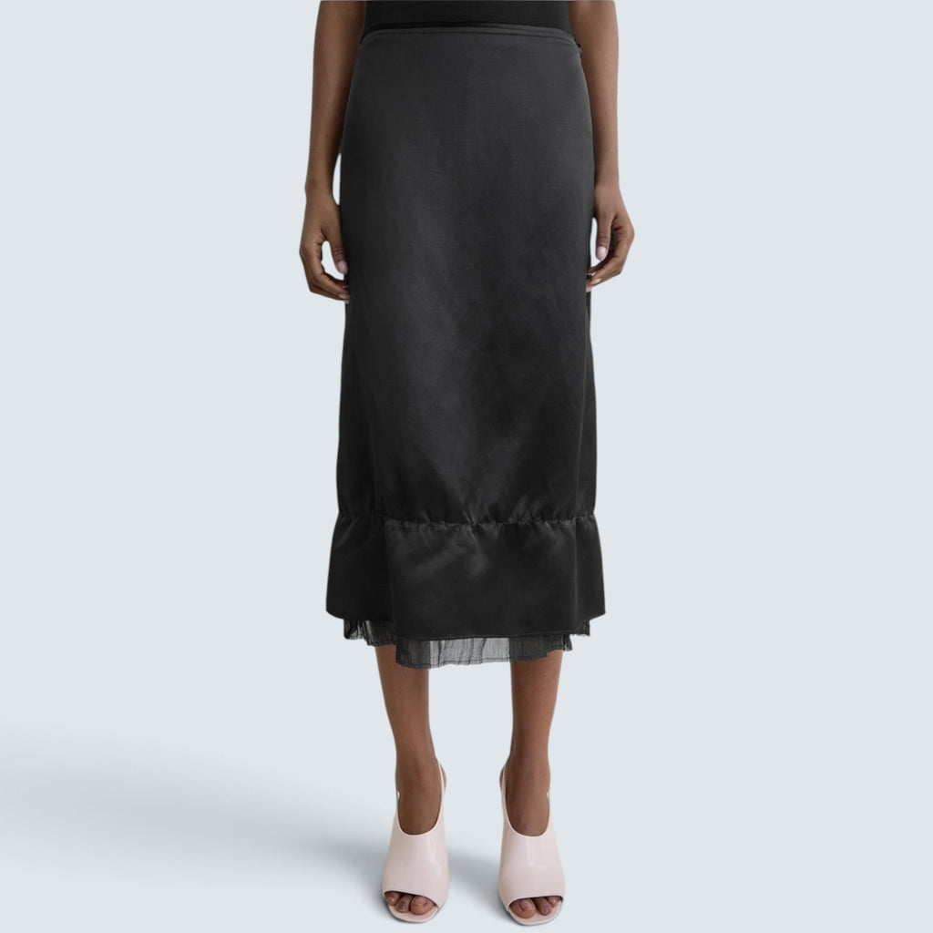 Layered satin skirt