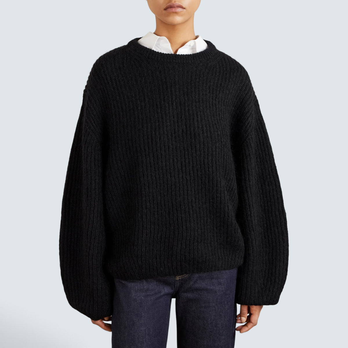 Mohair blend rib knit