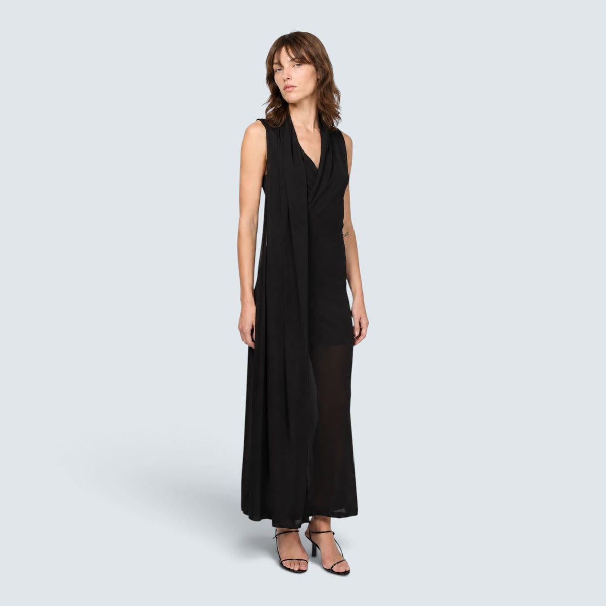 Overlapped scarf dress