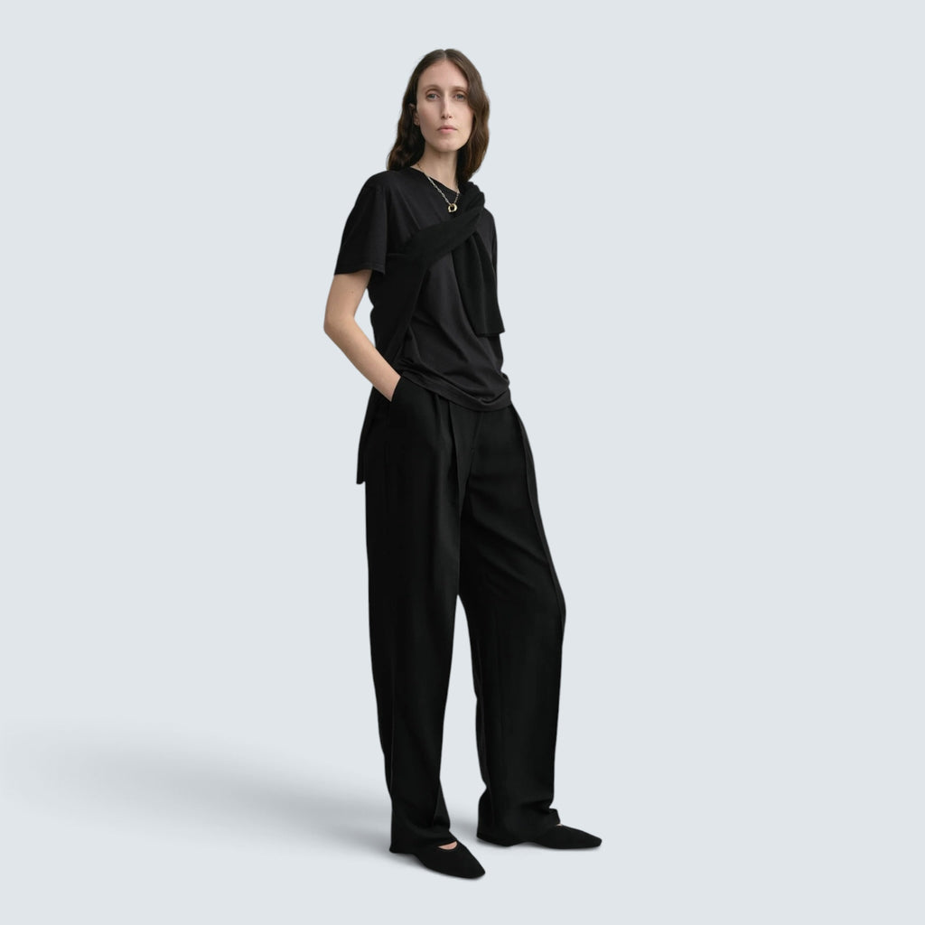 Double-pleat fluid trousers