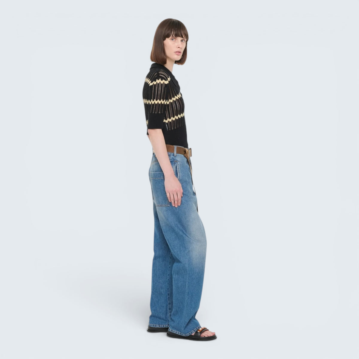 PLAN C Jeans mit Gürtel in Jeansblau, Ansicht 3