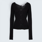 Strickjacke gerippt