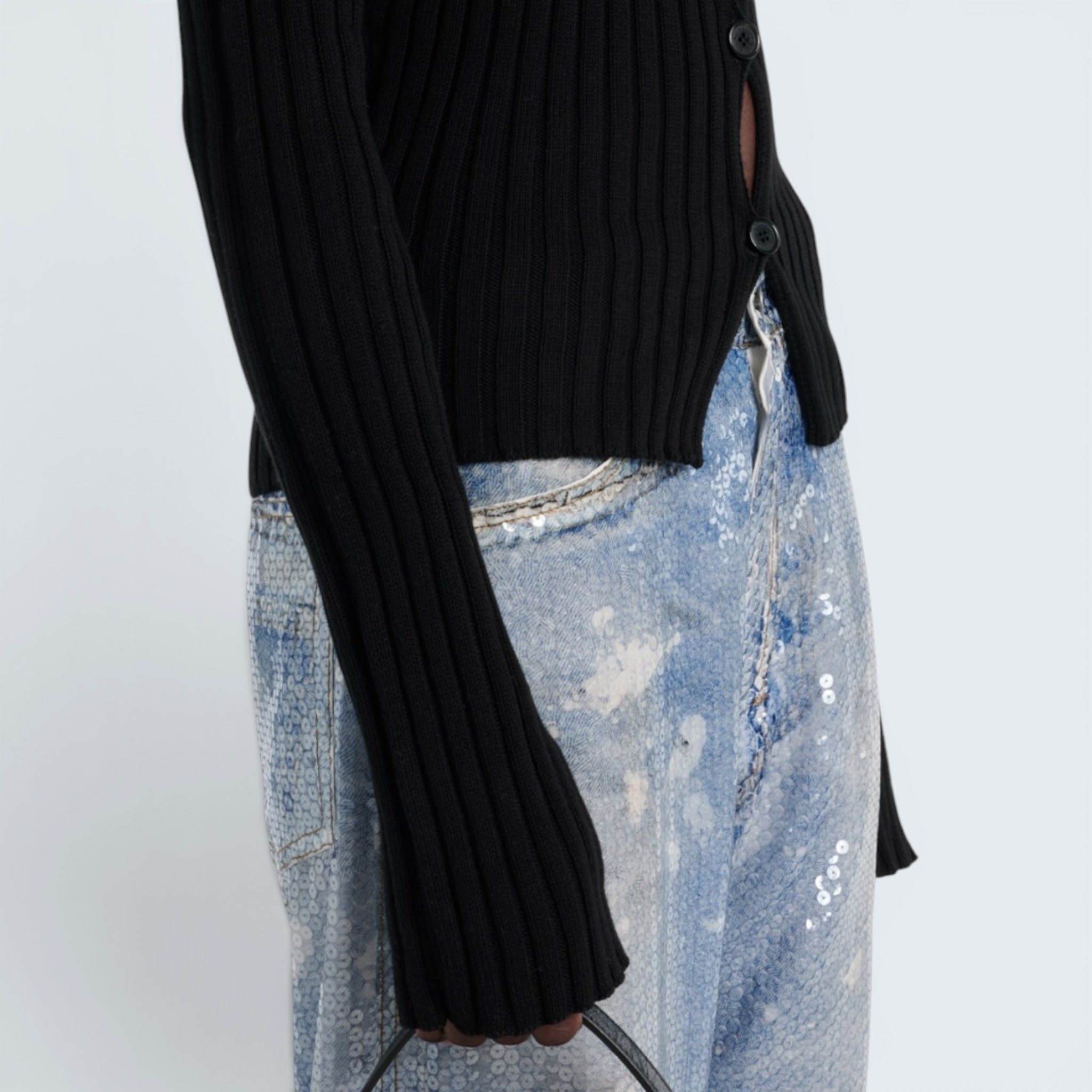 Strickjacke gerippt