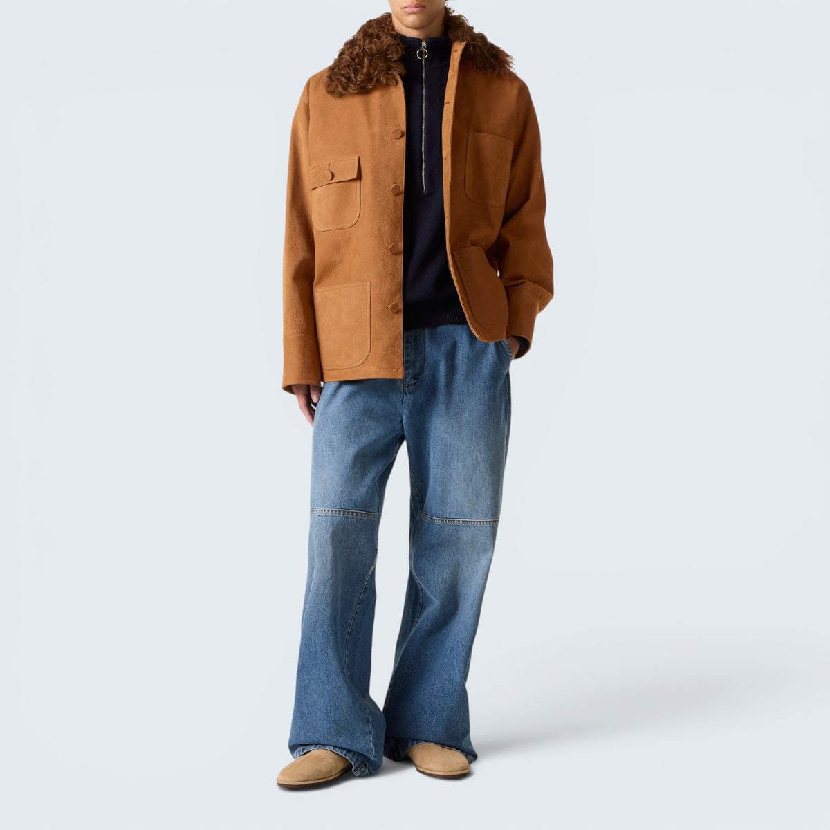 Lederjacke mit Fellkragen