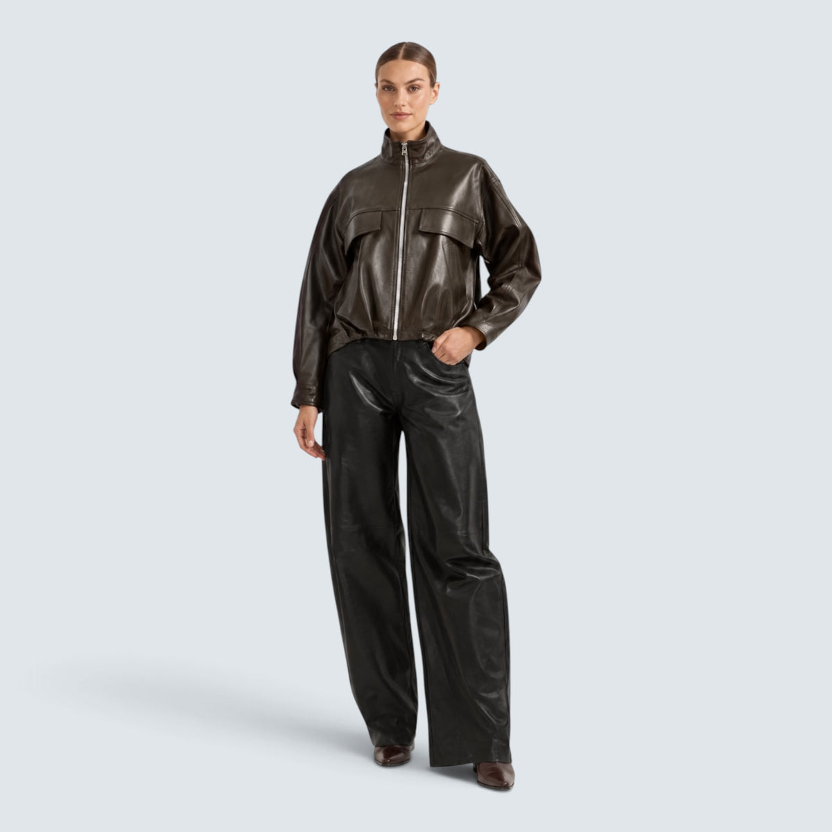 Possery Lederjacke KEMI WAXY in Dunkelbraun, Ansicht 3