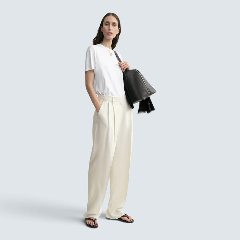 Double-pleat fluid trousers