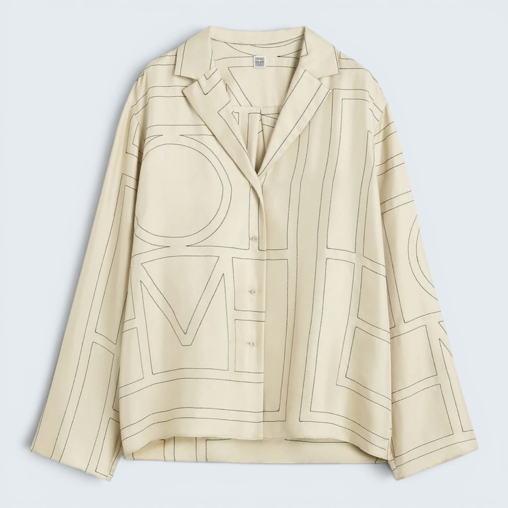 Monogram silk pj top