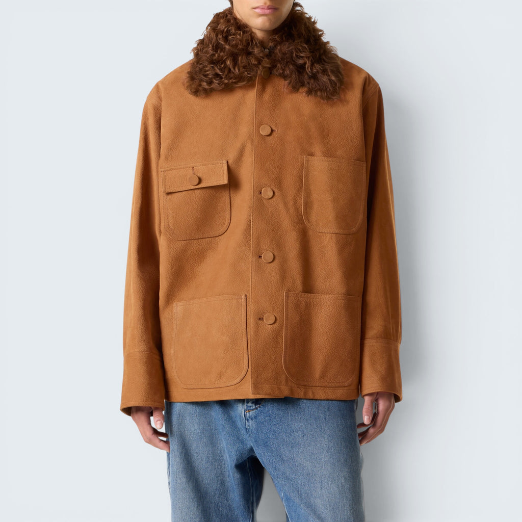 Lederjacke mit Fellkragen